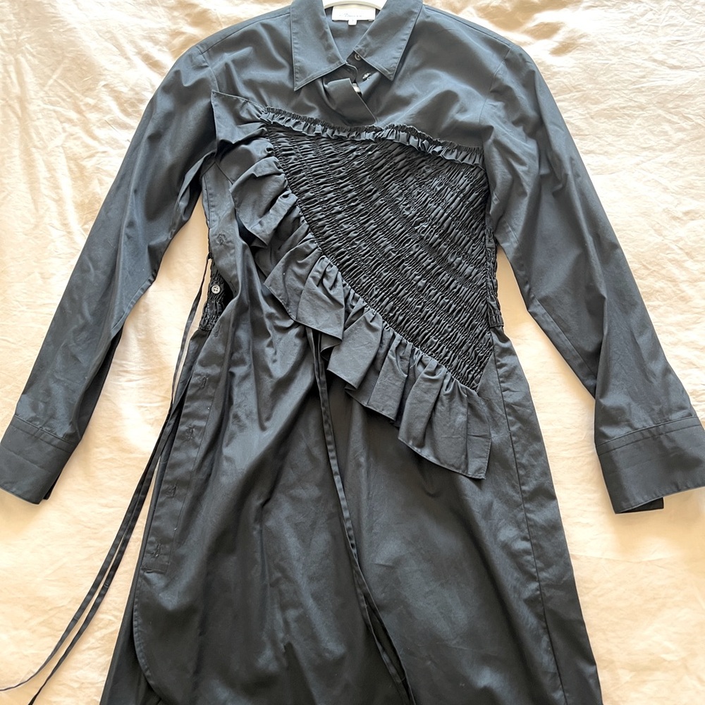 3.1 Phillip Lim black frill shirt dress